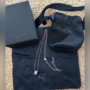 APM Monaco Double Paved Hoop Adjustable necklace with pearls